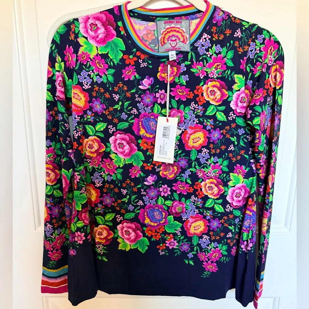 NWT Johnny Was “The Jane” Favorite Long Sleeve Crew Neck Swing Tee - XXS - Picture 4 of 7